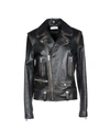 Saint Laurent Printed Leather Biker Jacket In Dark Brown
