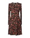 Dolce & Gabbana Black Floral Longsleeve Knee Length Dress In Black