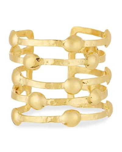 Devon Leigh Dodgit Hammered Gold-plate Open Bar Cuff Bracelet