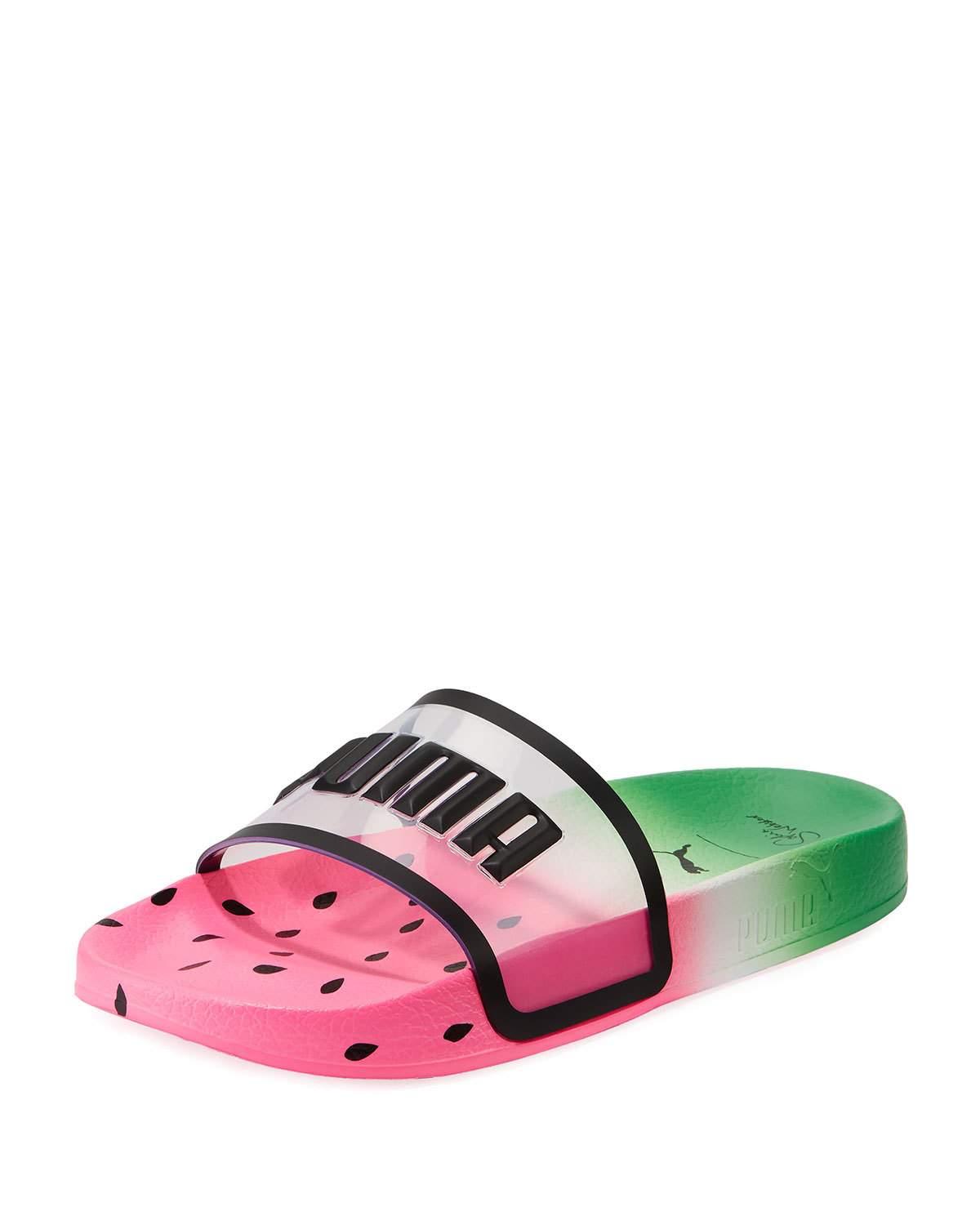 puma slides white clear