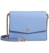 TORY BURCH ROBINSON CONVERTIBLE LEATHER SHOULDER BAG - BLUE,46333
