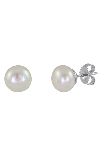Majorica Sterling Silver Flat Imitation Pearl (10mm) Stud Earrings In White