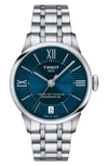 Tissot Chemin Des Tourelles Automatic Bracelet Watch, 32mm In Silver/ Blue/ Silver