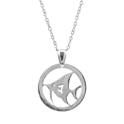 Anchor & Crew Angel Fish Disc Paradise Silver Necklace Pendant