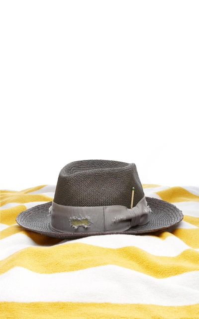 Nick Fouquet Exclusive Domain Straw Fedora In Grey