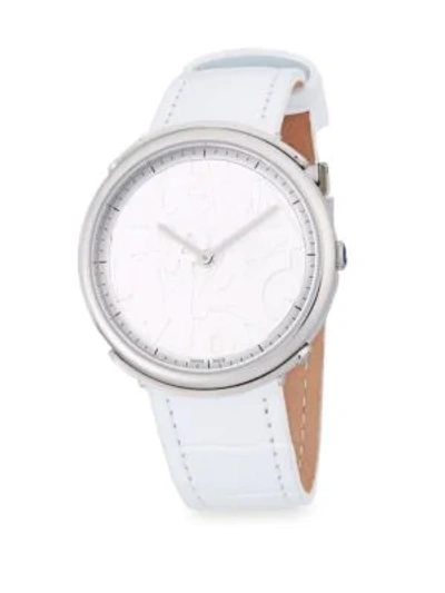 Ferragamo Stainless Steel And Leather-strap Watch In Grey