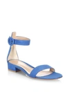 GIANVITO ROSSI Portofino Suede Ankle-Strap Flat Sandals,0400097849267