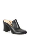 GIANVITO ROSSI Leather Block Heel Mules,0400097849229