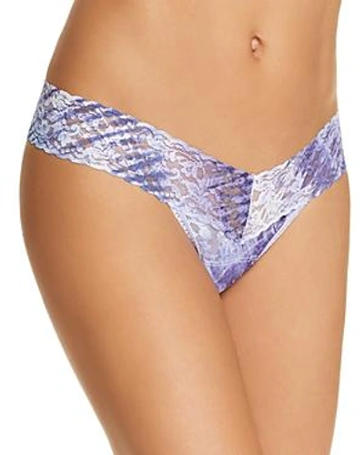 Hanky Panky Low-rise Printed Lace Thong In Blue Multi