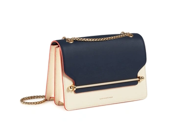 Strathberry Bicolor East/west Leather Crossbody Bag In Bi Colour Vanilla/navy