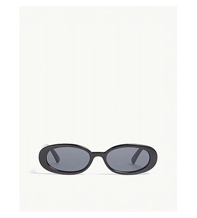 Le Specs Outta Love Oval-frame Acetate Sunglasses In Black