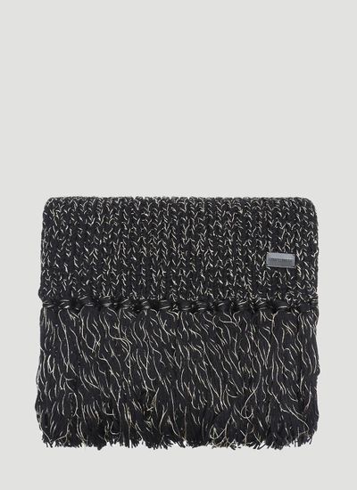 Saint Laurent Metallic Knit Scarf In Black