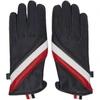 THOM BROWNE THOM BROWNE NAVY QUILTED DIAGONAL STRIPE GLOVES