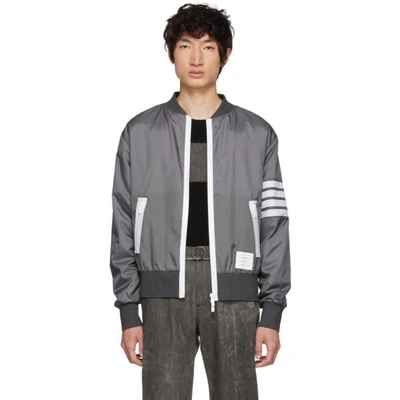 Thom Browne 4-bar Lightweight Ripstop Bomber Jacket In Grey