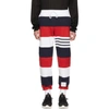 THOM BROWNE THOM BROWNE RED AND WHITE RUGBY STRIPE LOUNGE PANTS