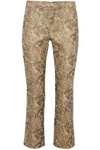 ALICE AND OLIVIA ALICE + OLIVIA WOMAN DREW CROPPED COTTON-BLEND BROCADE STRAIGHT-LEG PANTS GOLD,3074457345618862303