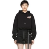 OFF-WHITE OFF-WHITE BLACK FLOWERS CROPPED HOODIE