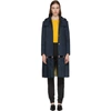 Thom Browne Low-slung Pleated Mackintosh Overcoat In Blue