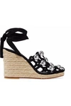 ALEXANDER WANG WOMAN TAYLOR STUDDED SUEDE ESPADRILLE WEDGE SANDALS BLACK,US 7789028782466772
