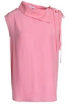 TOME TOME WOMAN ASYMMETRIC LACE-UP SILK-CHARMEUSE TOP PINK,3074457345619096748