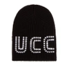 GUCCI CRYSTAL-EMBELLISHED WOOL BEANIE,P00338266