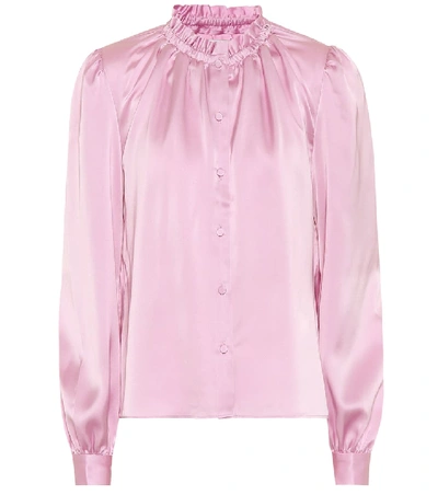 Co Gathered Satin-crepe Blouse In Pink