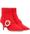 MIU MIU EMBELLISHED SUEDE ANKLE BOOTS,P00336785