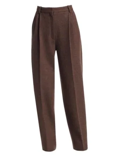 The Row Nika Wool & Cashmere Trousers In Ash Brown