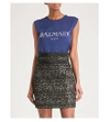 BALMAIN Metallic logo-print cotton top