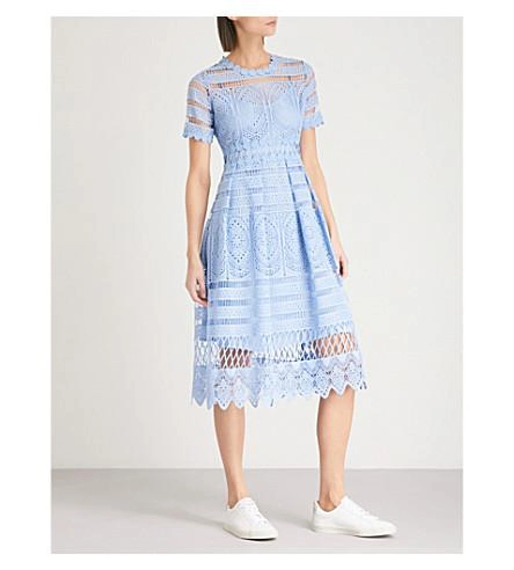 sachin and babi light blue dress MAJE Tiered Devoré-Chiffon Mini Dress
