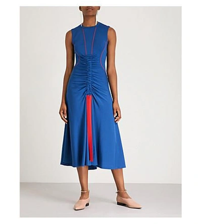 Sportmax Ruched Jersey Dress In Navy