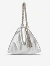 Jimmy Choo Callie Metallic Leather Clutch In Silver