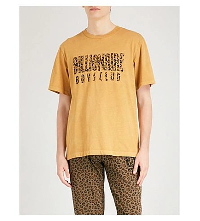Billionaire Boys Club Leopard Print Arch Logo T-shirt In Gold - Yellow In Brown