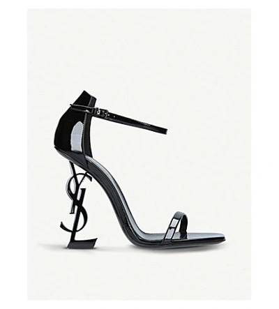 Saint Laurent Opyum 110 Leather Heeled Sandals In Nero