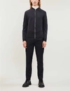 John Smedley Maclean Black Wool Bomber Jacket In Hepburn Smoke