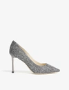 JIMMY CHOO WOMENS ANTHRACITE ROMY 85 ANTHRACITE LAMÉ GLITTER HEELED PUMPS 1,834-10132-J000065883