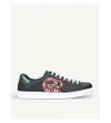 GUCCI NEW ACE EMBROIDERED-SNAKE LEATHER TRAINERS