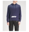 Off-white Wing Off Logo-print Fleece-back Cotton-jersey Hoodie In Blue