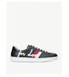 GUCCI NEW ACE EMBROIDERED LEATHER TRAINERS