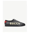 GUCCI FALACER GUCCY PRINT LEATHER LOW-TOP TRAINERS