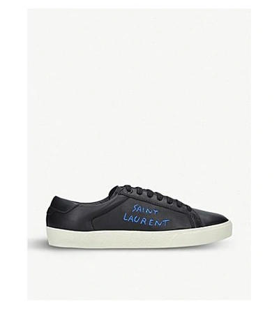 Saint Laurent Court Classic Sl06 Leather Trainers In Blk/blue