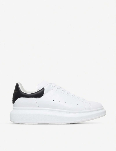 Alexander Mcqueen Mens White Show Leather Platform Sneakers In White/black