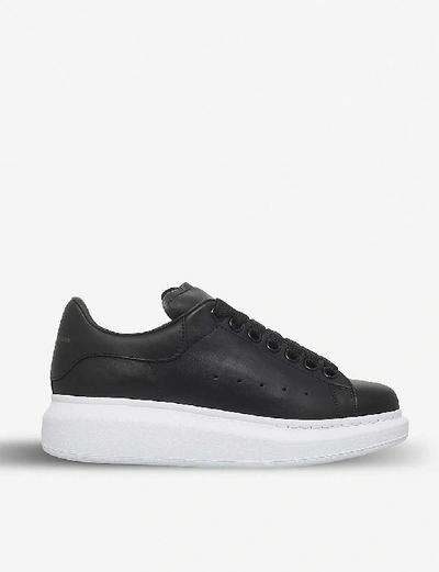 ALEXANDER MCQUEEN ALEXANDER MCQUEEN WOMENS BLACK WOMEN'S RUNWAY LEATHER PLATFORM TRAINERS,96512432