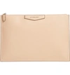 GIVENCHY LARGE ANTIGONA LEATHER POUCH - BEIGE,BC06822012
