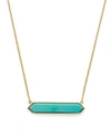 OLIVIA B 14K YELLOW GOLD STABILIZED TURQUOISE BAR NECKLACE, 16 - 100% EXCLUSIVE,N-0018-TQ