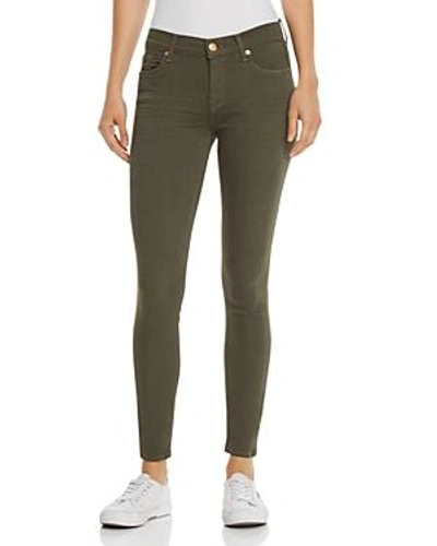 7 For All Mankind The Ankle Skinny Coated Jeans In Army