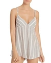 MIDNIGHT BAKERY STRIPE WOVEN ROMPER,SAF195