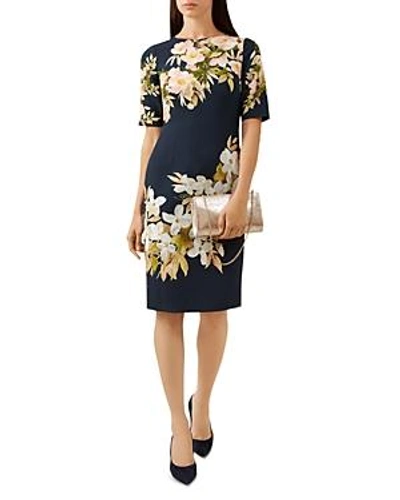 Hobbs London Astraea Floral Print Sheath Dress In Navy Multi
