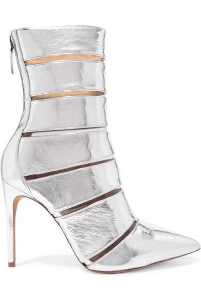 Alexandre Birman Sommer Metallic Leather And Perspex Ankle Boots In Silver