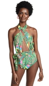 PATBO Electric Jungle Cross Front One Piece Swimsuit